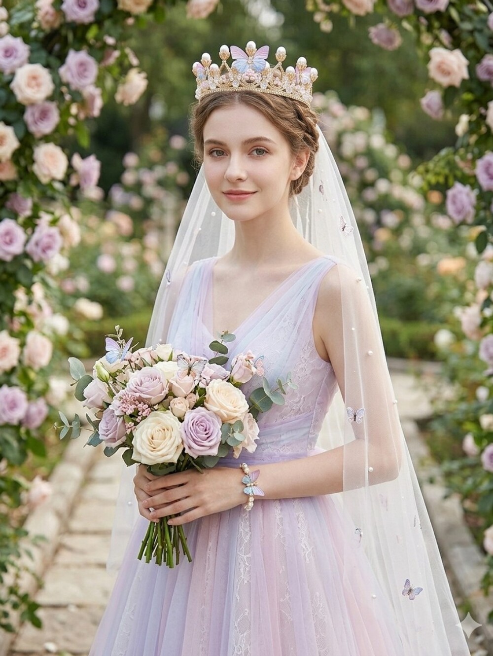 Luxury Butterfly Bridal Tiara - Pearl & Crystal Wedding Crown